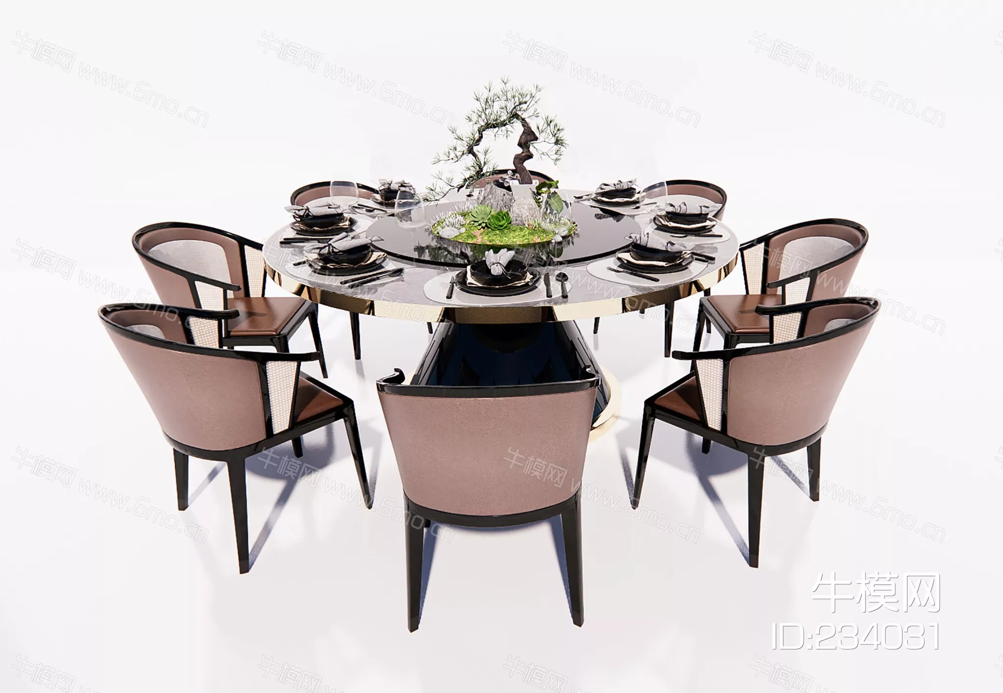 CHINESE DINING TABLE SET - SKETCHUP 3D MODEL - ENSCAPE - 234031
