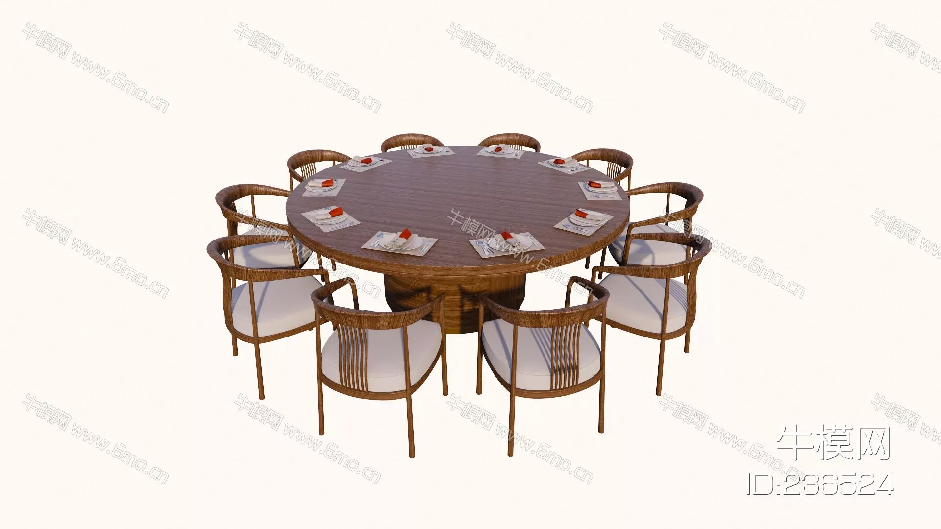 CHINESE DINING TABLE SET - SKETCHUP 3D MODEL - ENSCAPE - 236524