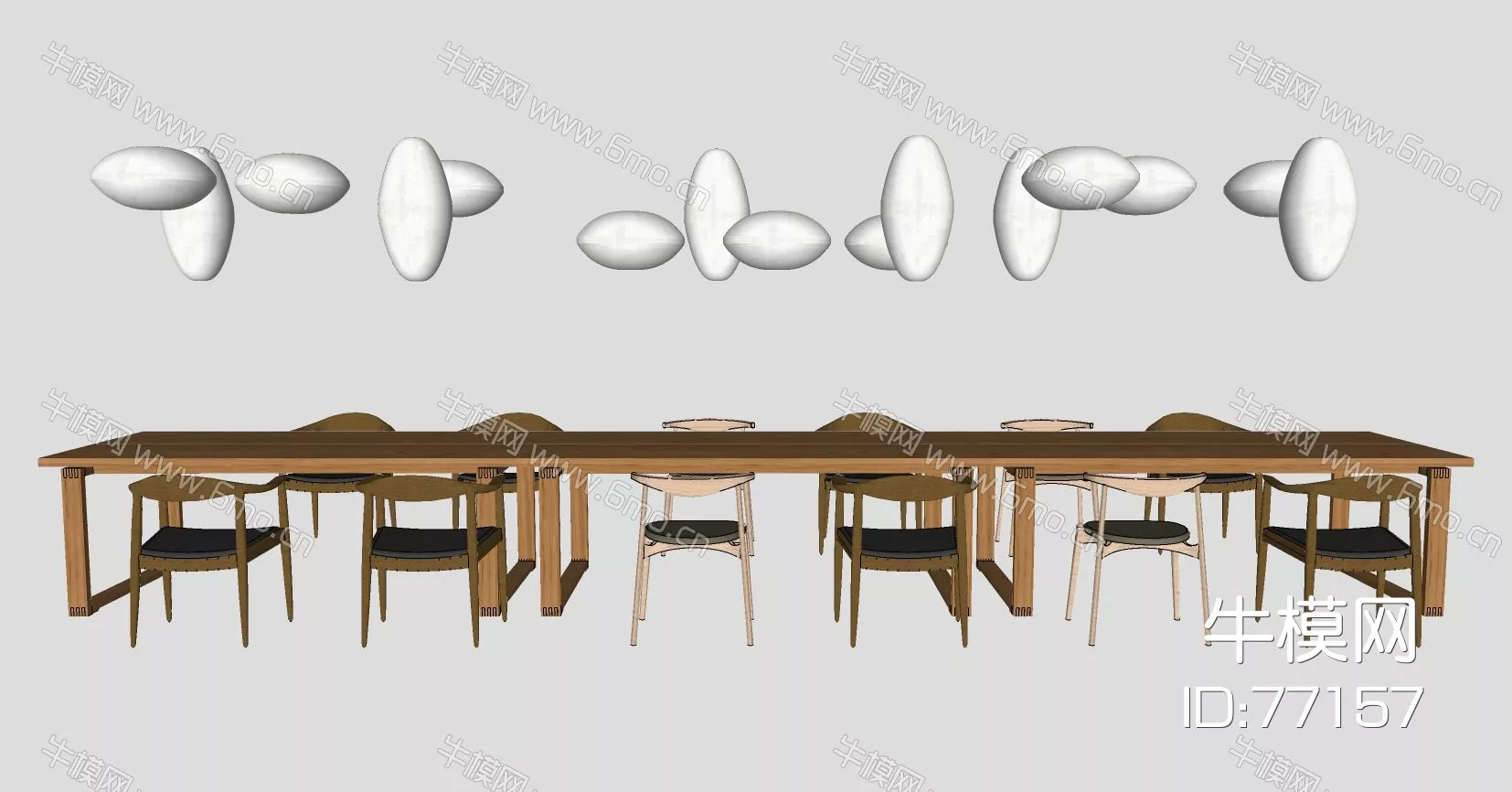 CHINESE DINING TABLE SET - SKETCHUP 3D MODEL - ENSCAPE - 77157