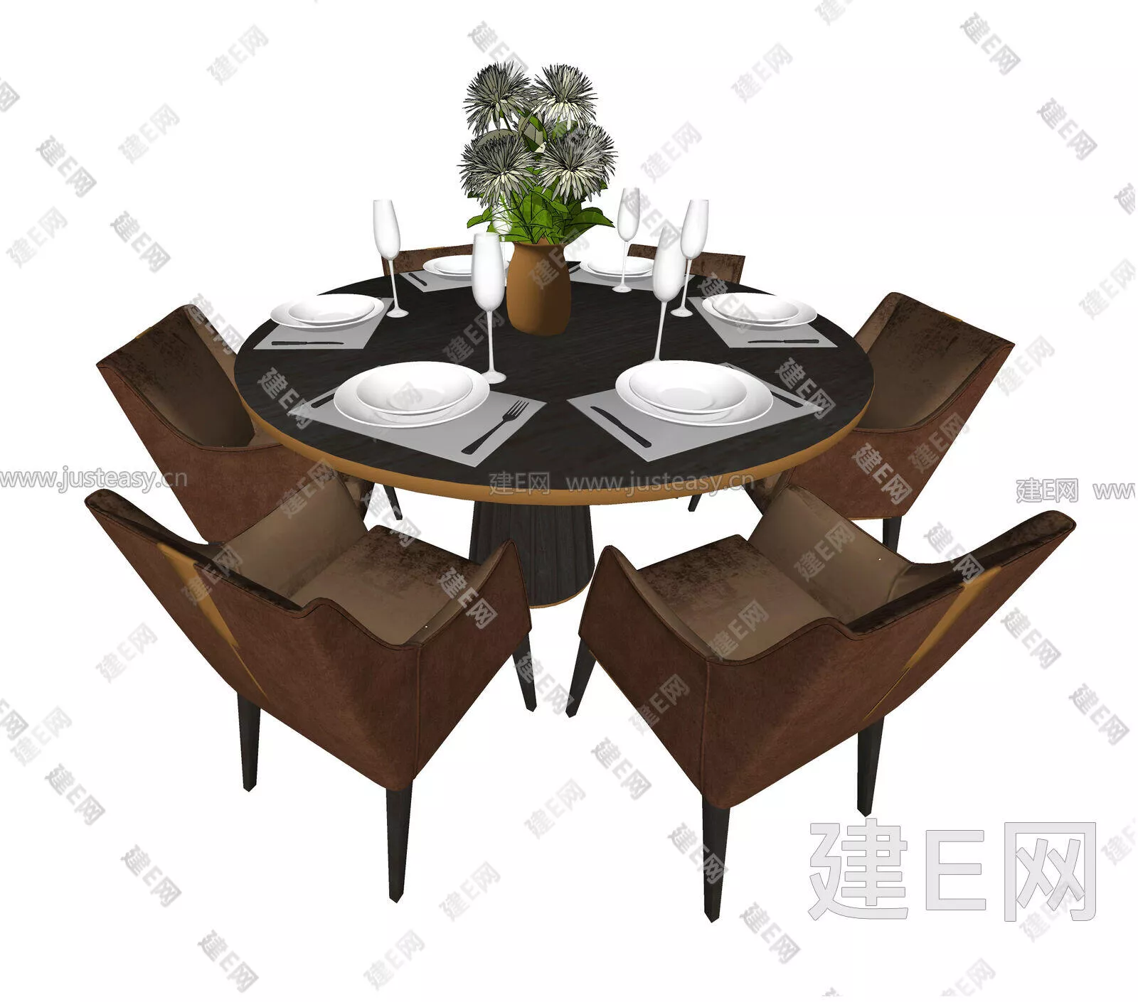 CHINESE DINING TABLE SET - SKETCHUP 3D MODEL - VRAY OR ENSCAPE - 112673188