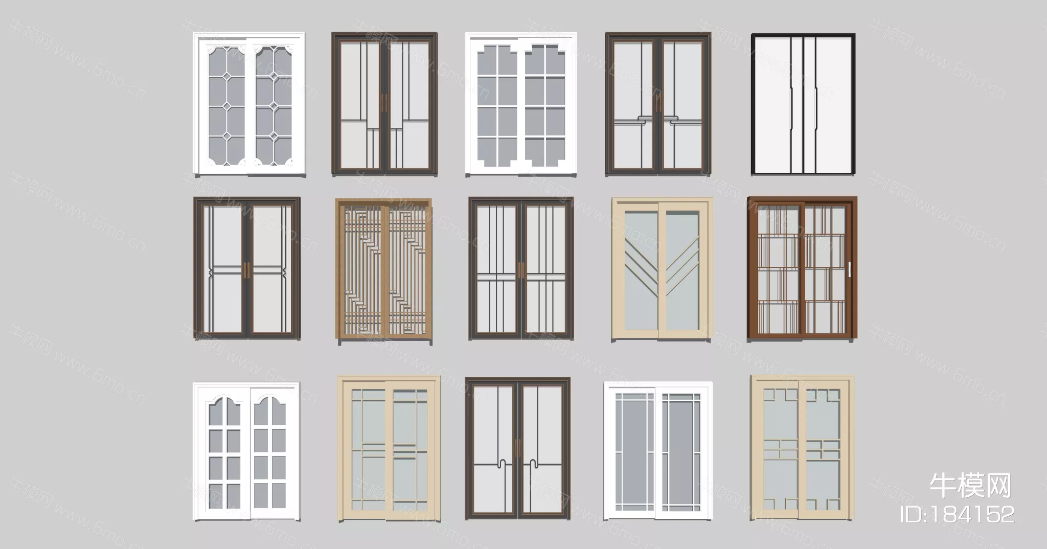 CHINESE DOOR AND WINDOWS - SKETCHUP 3D MODEL - ENSCAPE - 184152