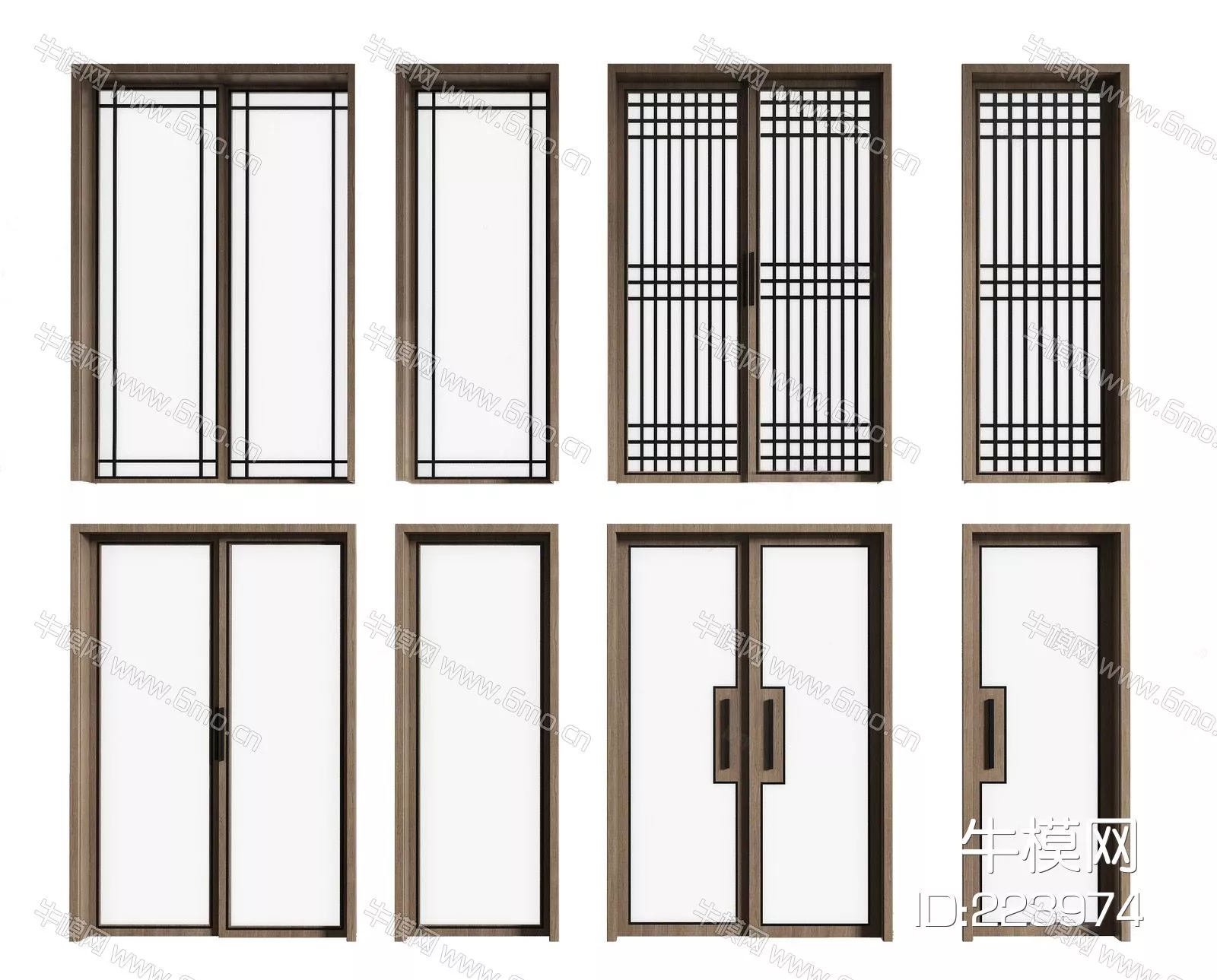 CHINESE DOOR AND WINDOWS - SKETCHUP 3D MODEL - ENSCAPE - 223974