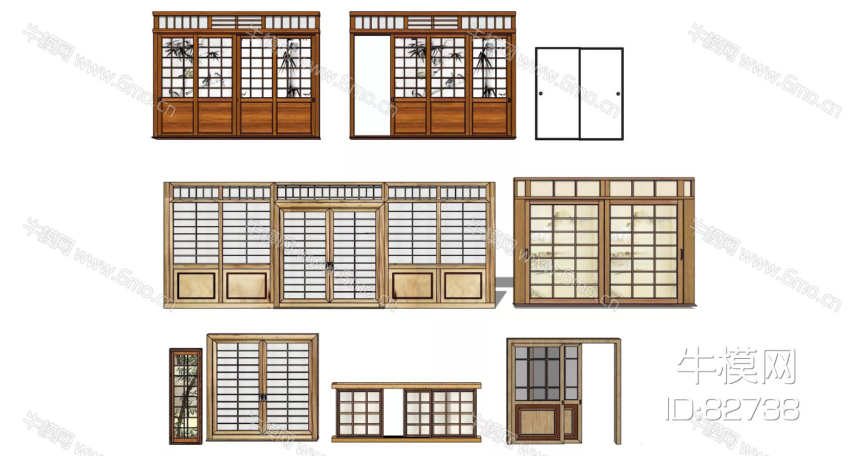 CHINESE DOOR AND WINDOWS - SKETCHUP 3D MODEL - ENSCAPE - 82738