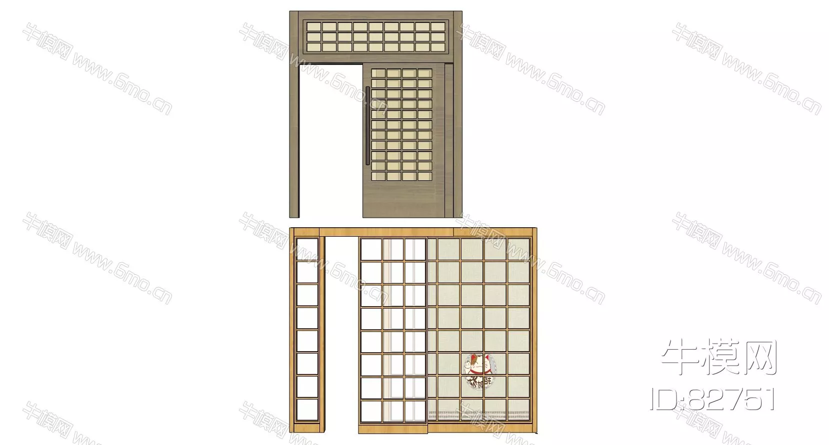 CHINESE DOOR AND WINDOWS - SKETCHUP 3D MODEL - ENSCAPE - 82751