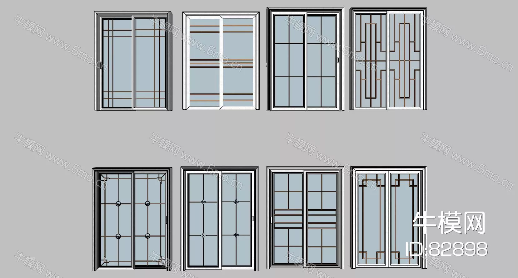 CHINESE DOOR AND WINDOWS - SKETCHUP 3D MODEL - ENSCAPE - 82898