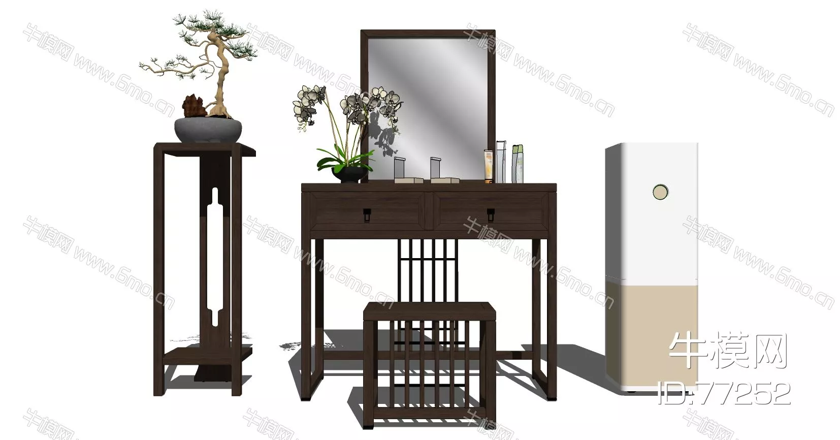 CHINESE DRESSING TABLE - SKETCHUP 3D MODEL - ENSCAPE - 77252