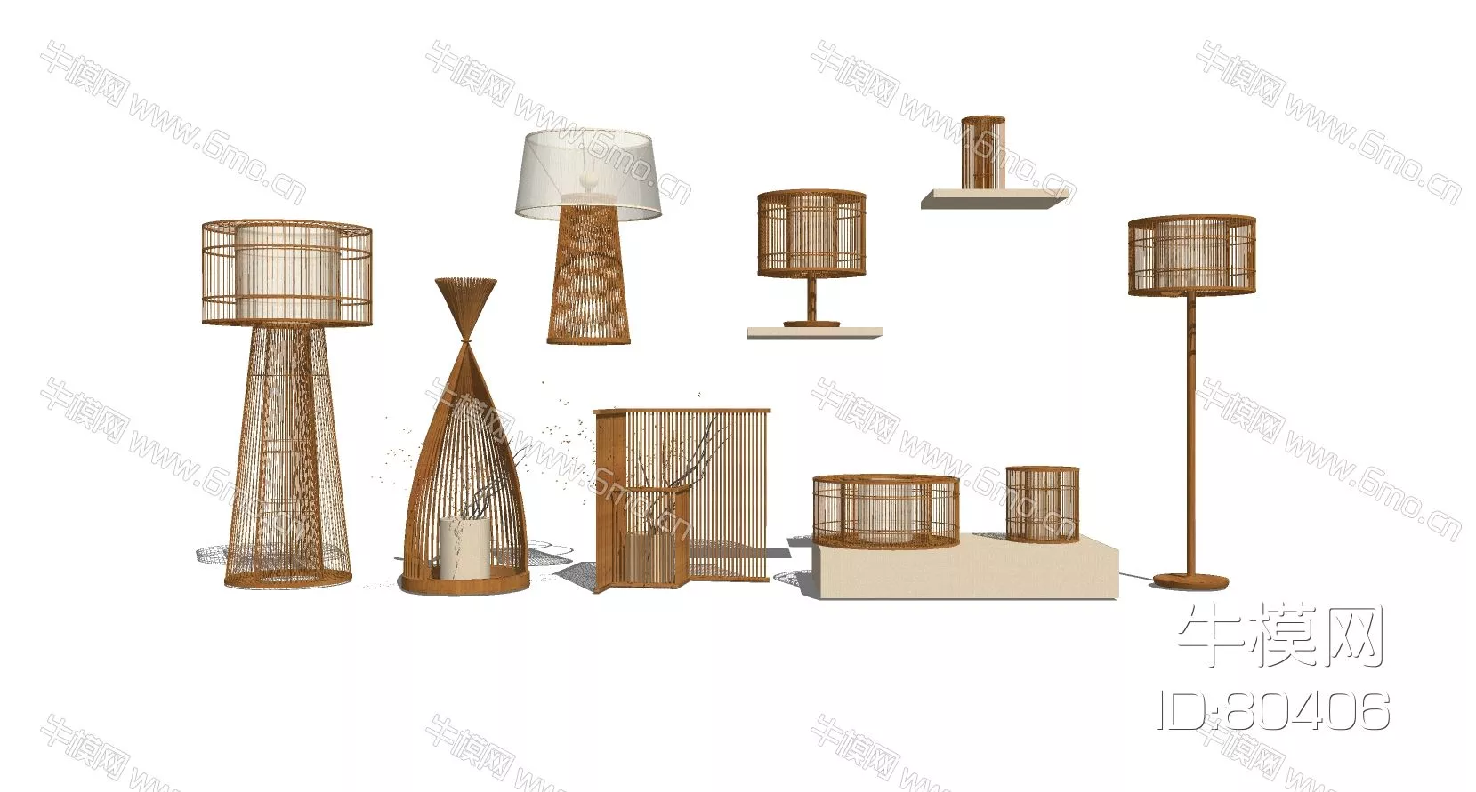 CHINESE FLOOR LAMP - SKETCHUP 3D MODEL - ENSCAPE - 80406