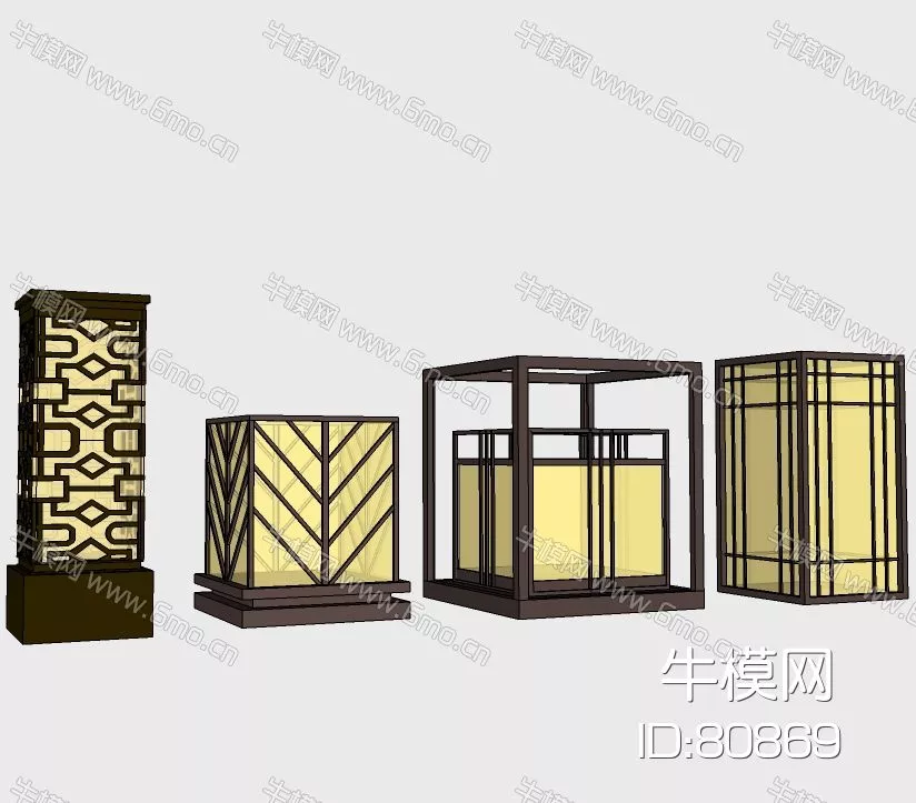 CHINESE FLOOR LAMP - SKETCHUP 3D MODEL - ENSCAPE - 80869