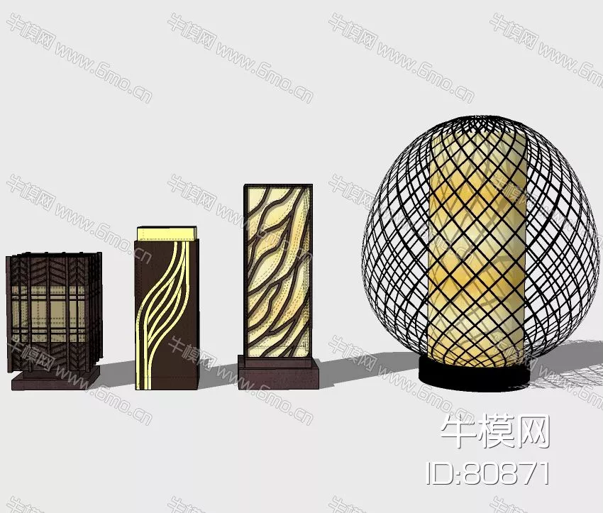 CHINESE FLOOR LAMP - SKETCHUP 3D MODEL - VRAY - 80871