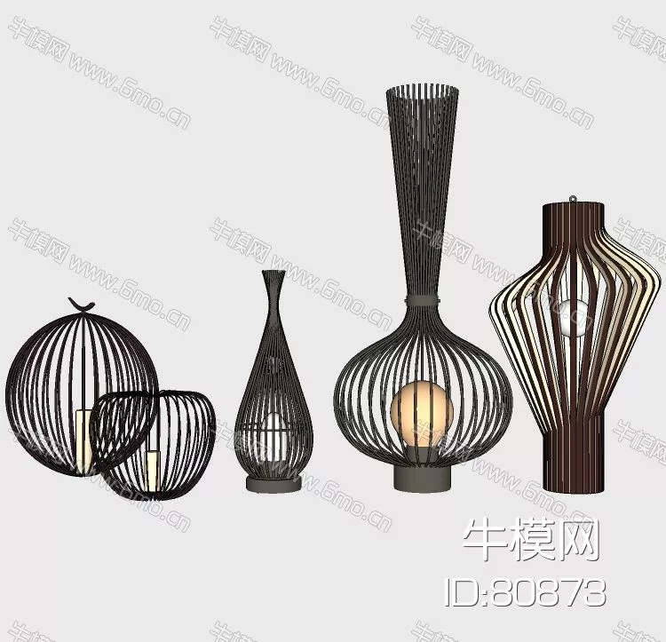 CHINESE FLOOR LAMP - SKETCHUP 3D MODEL - VRAY - 80873