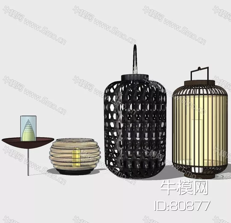CHINESE FLOOR LAMP - SKETCHUP 3D MODEL - VRAY - 80877
