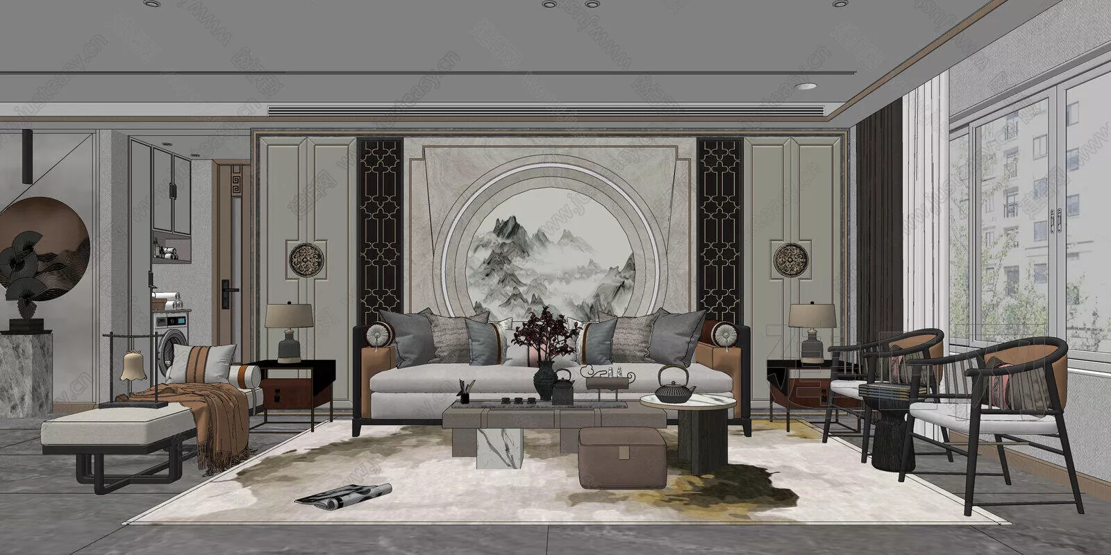 CHINESE LIVING ROOM - SKETCHUP 3D SCENE - ENSCAPE - 109331549