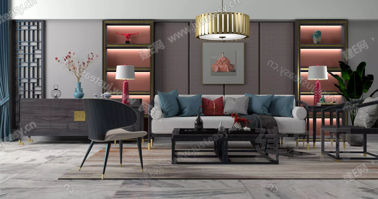 CHINESE LIVING ROOM - SKETCHUP 3D SCENE - ENSCAPE - 111755766