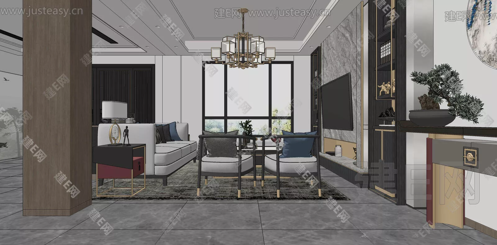 CHINESE LIVING ROOM - SKETCHUP 3D SCENE - ENSCAPE - 113395181