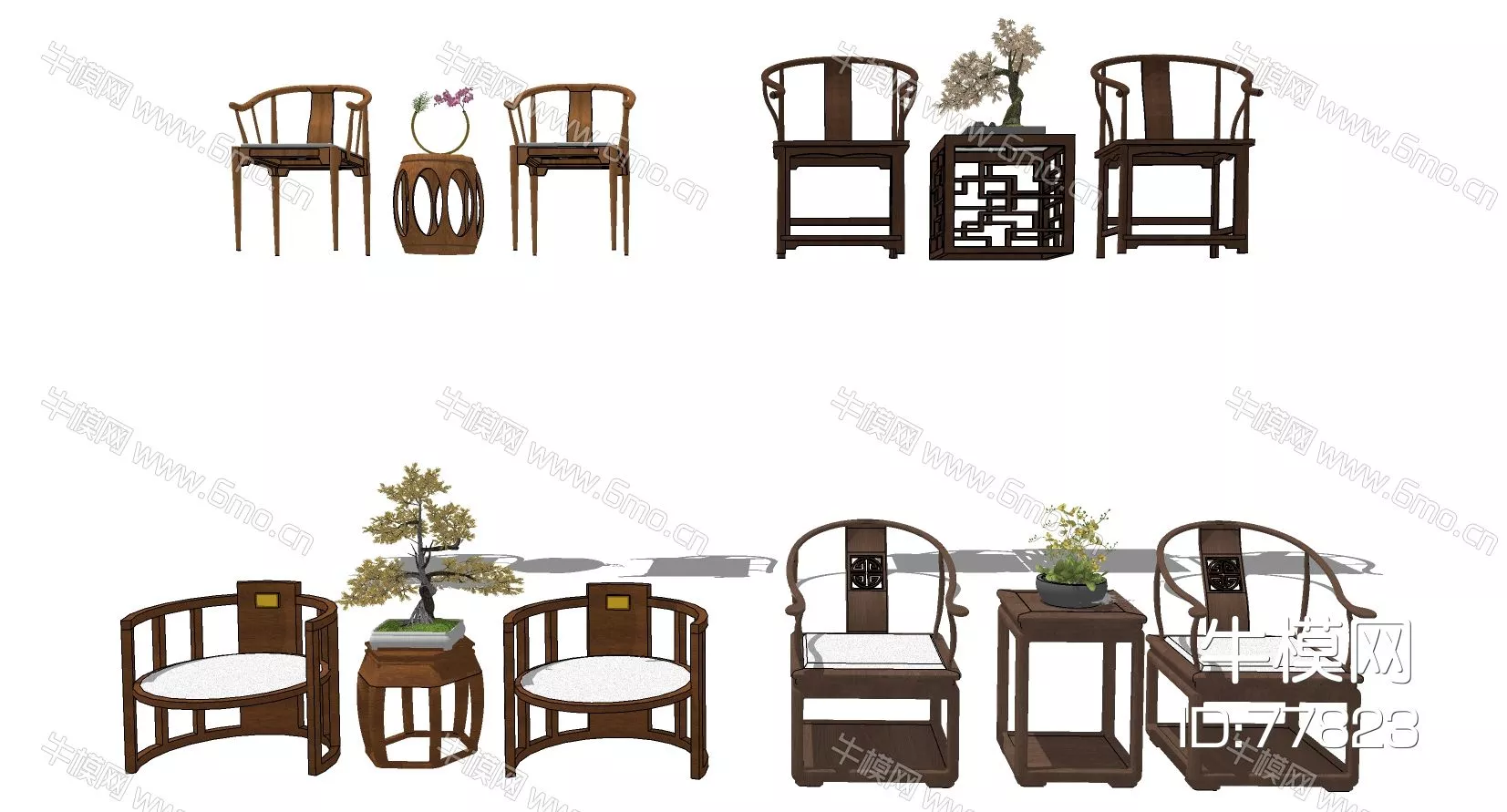 CHINESE LOUNGLE CHAIR - SKETCHUP 3D MODEL - ENSCAPE - 77823