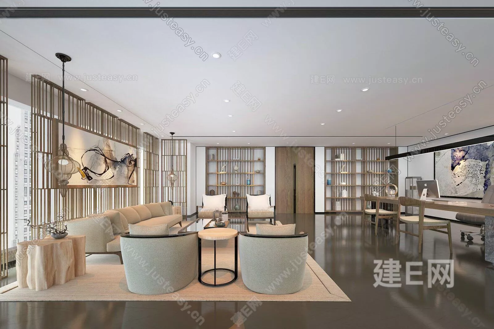 CHINESE OFFICE INTERIOR - SKETCHUP 3D MODEL - ENSCAPE - 113721467