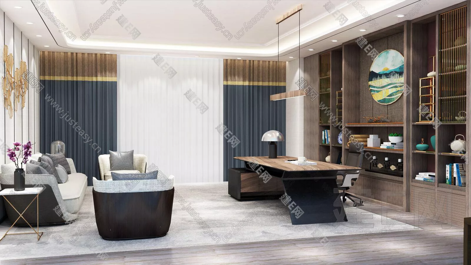 CHINESE OFFICE INTERIOR - SKETCHUP 3D MODEL - VRAY - 101466450