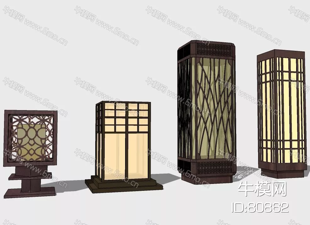CHINESE OUTDOOR LIGHT - SKETCHUP 3D MODEL - ENSCAPE - 80862