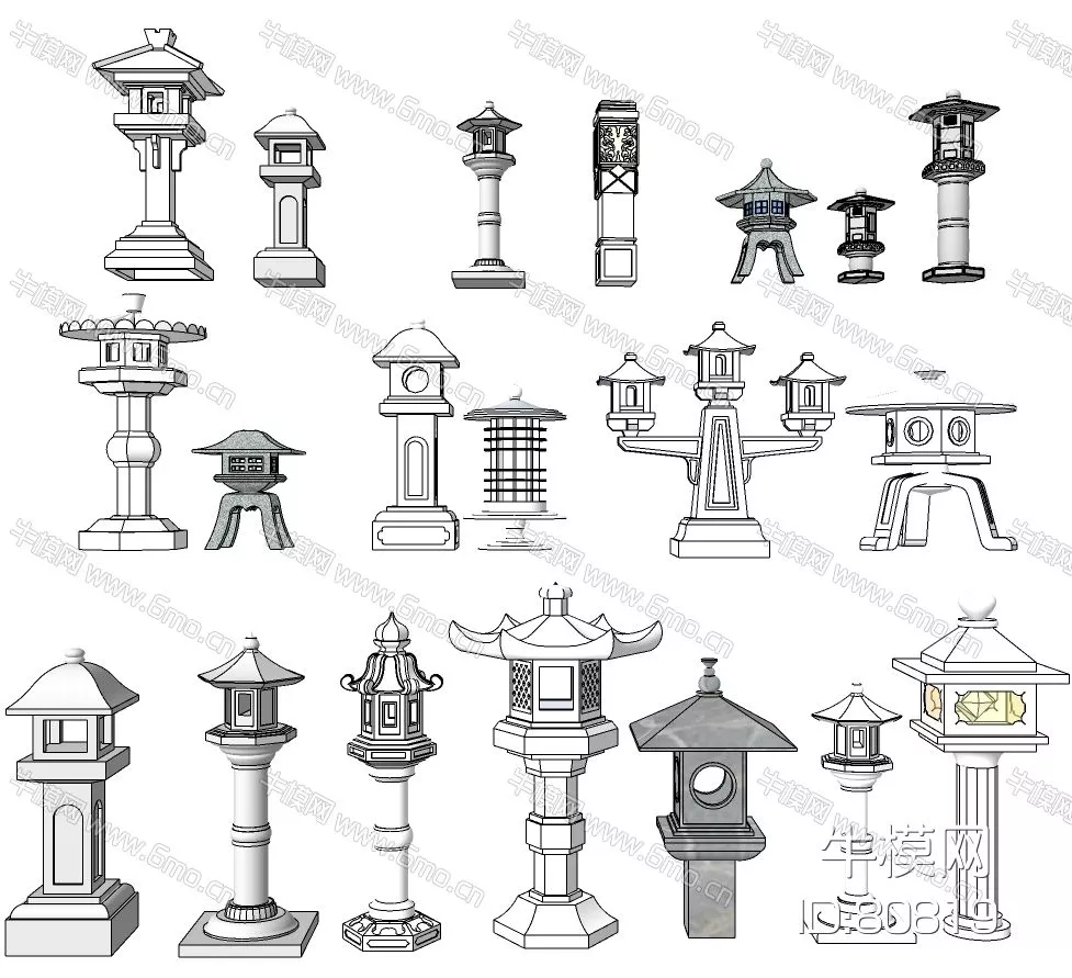 CHINESE OUTDOOR LIGHT - SKETCHUP 3D MODEL - VRAY - 80819