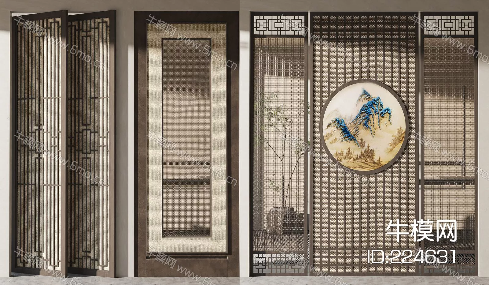 CHINESE PARTITION SCREEN - SKETCHUP 3D MODEL - ENSCAPE - 224631