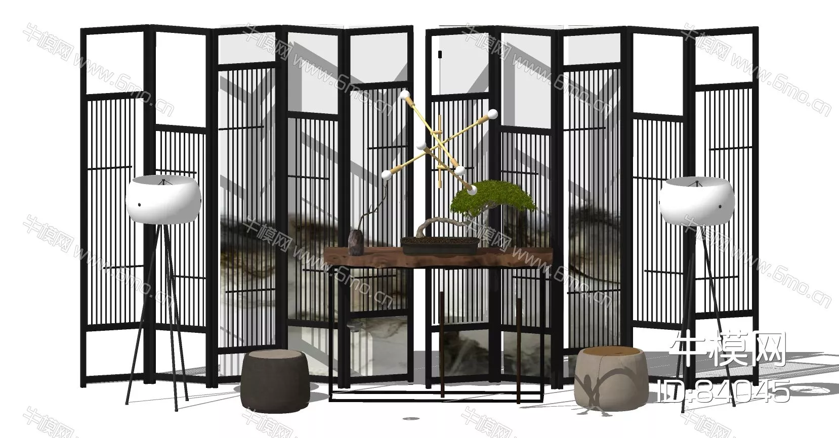 CHINESE PARTITION SCREEN - SKETCHUP 3D MODEL - ENSCAPE - 84045