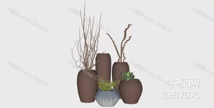 CHINESE POTTED PLANT - SKETCHUP 3D MODEL - ENSCAPE - ID00017