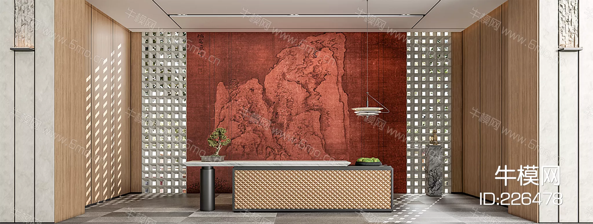 CHINESE RECEPTION DESK - SKETCHUP 3D MODEL - ENSCAPE - 226478