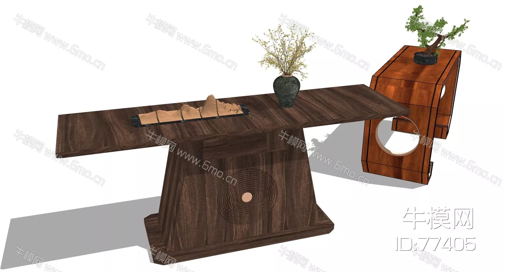 CHINESE SIDE TABLE - SKETCHUP 3D MODEL - ENSCAPE - 77405