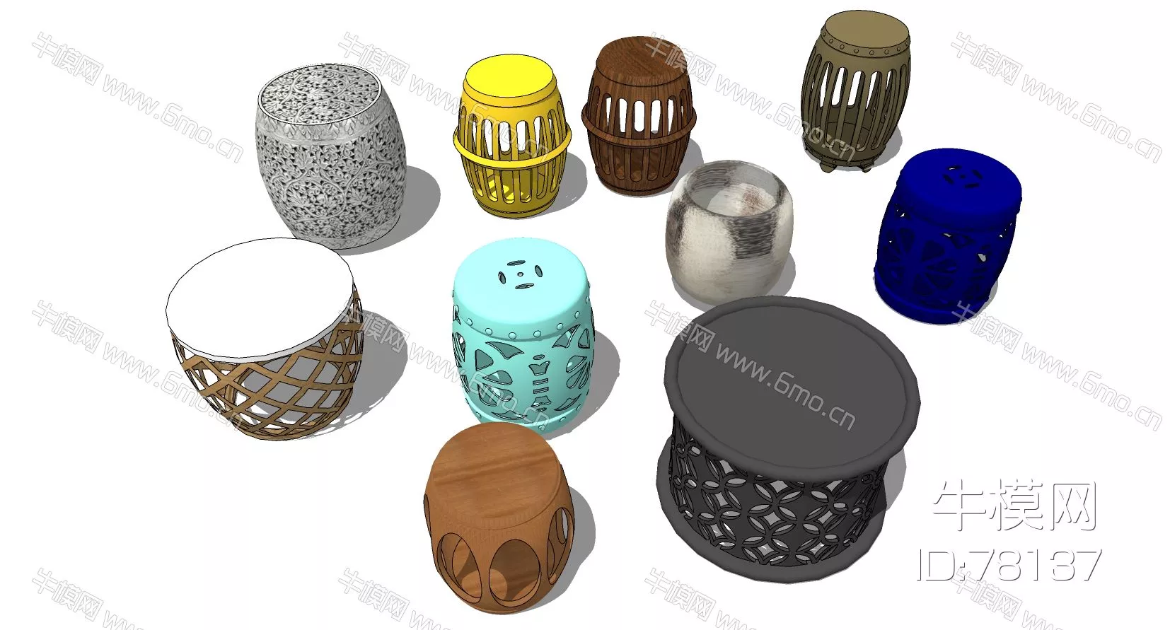 CHINESE STOOL - SKETCHUP 3D MODEL - ENSCAPE - 78137