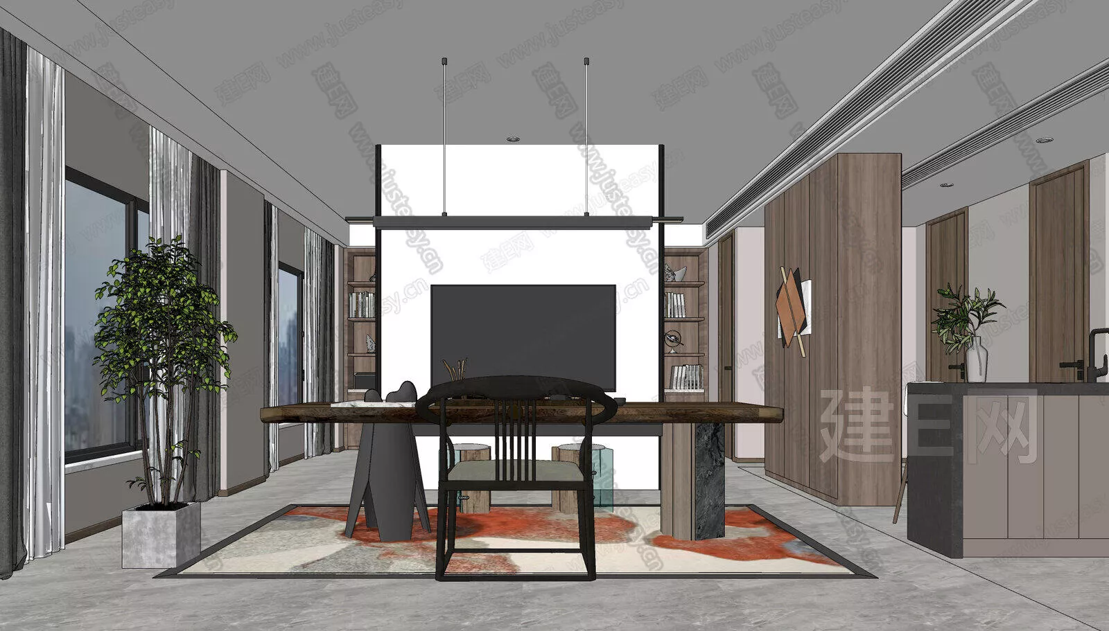 CHINESE STUDY ROOM - SKETCHUP 3D SCENE - ENSCAPE - 115360887