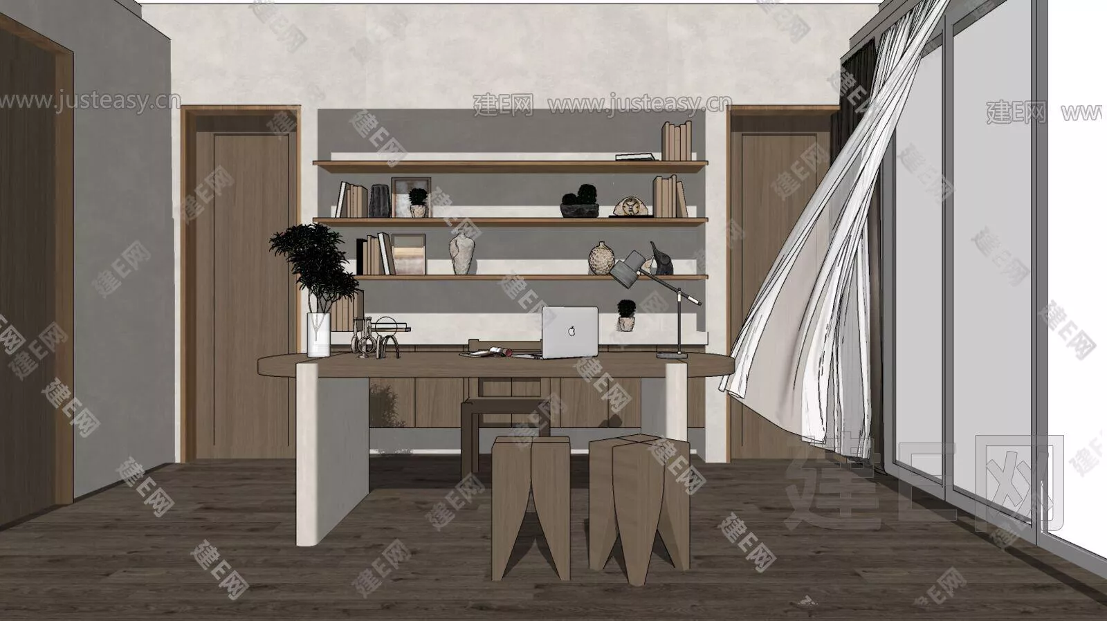 CHINESE STUDY ROOM - SKETCHUP 3D SCENE - VRAY - 117327216