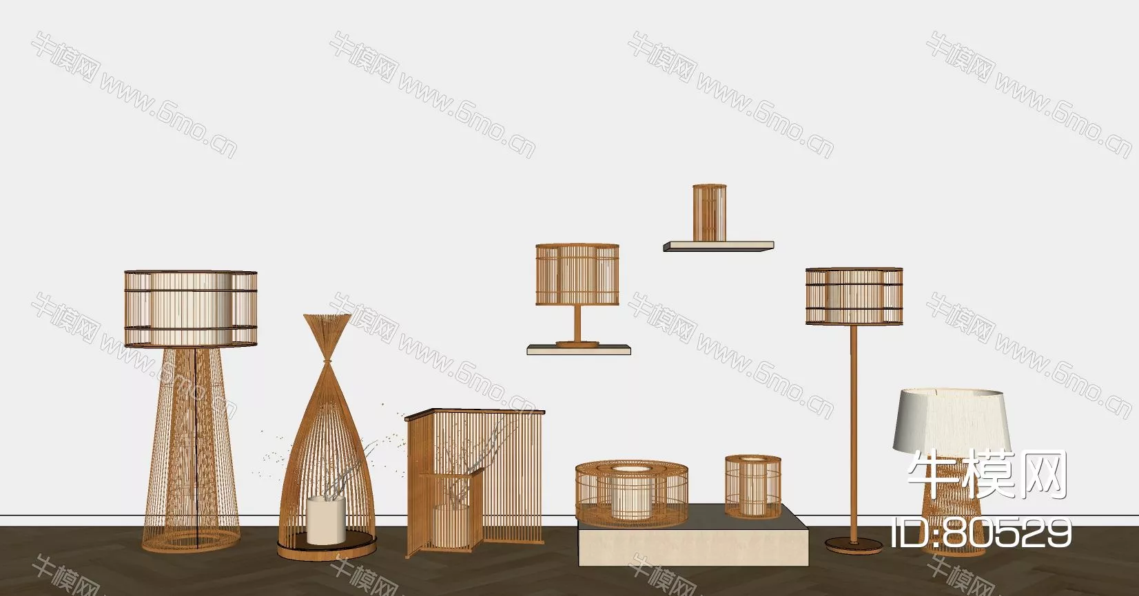 CHINESE TABLE LAMP - SKETCHUP 3D MODEL - ENSCAPE - 80529