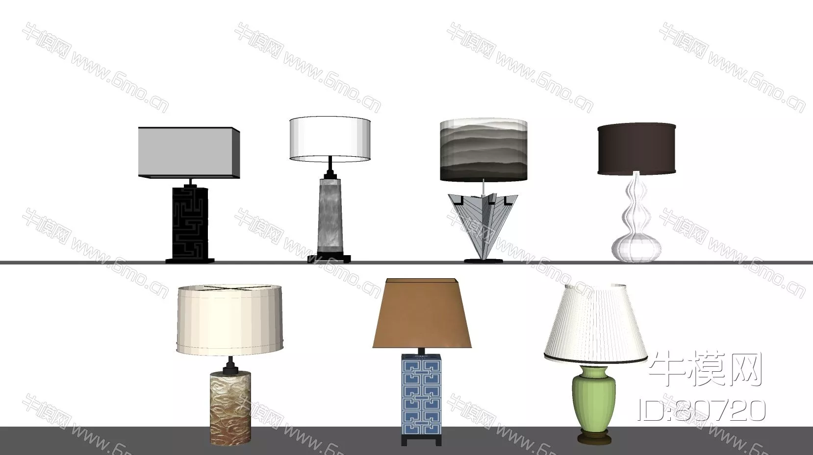 CHINESE TABLE LAMP - SKETCHUP 3D MODEL - ENSCAPE - 80720