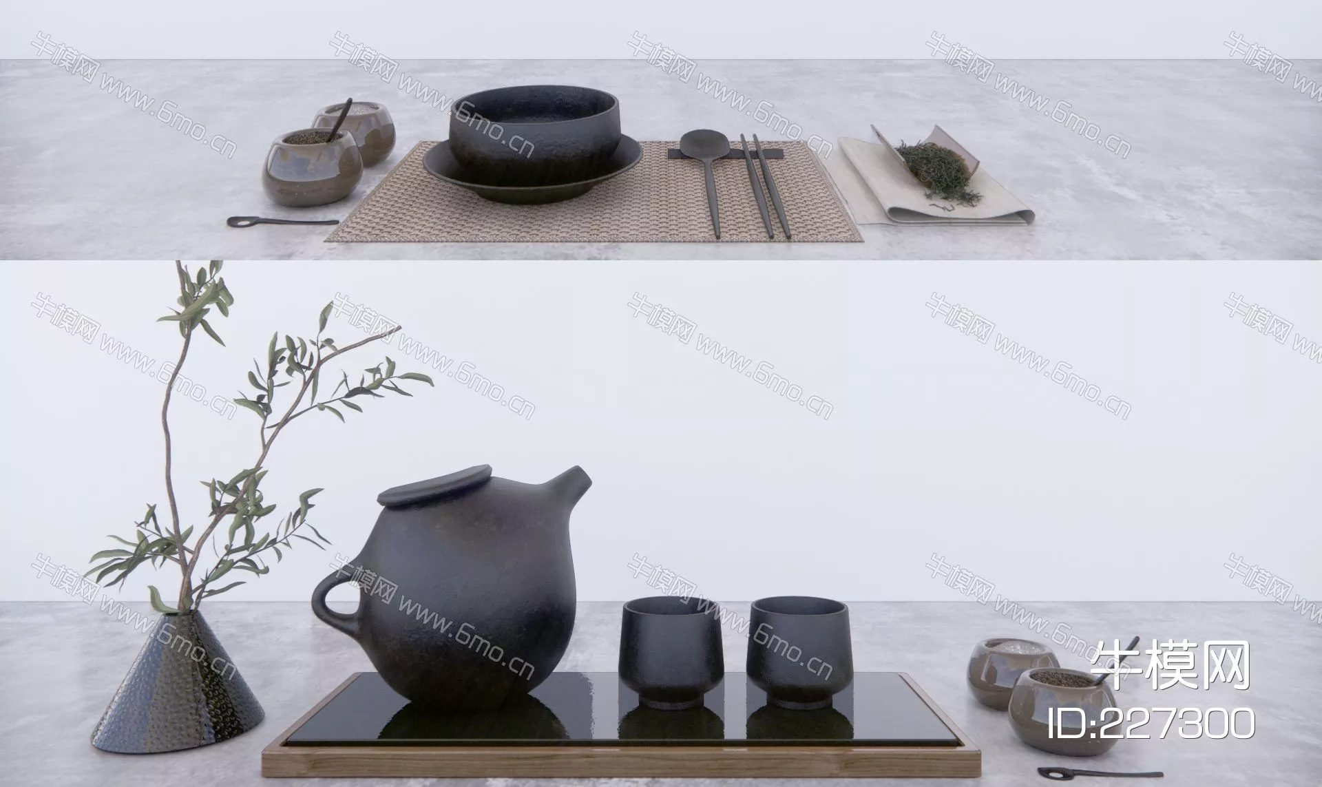 CHINESE TEA SET - SKETCHUP 3D MODEL - ENSCAPE - 227300