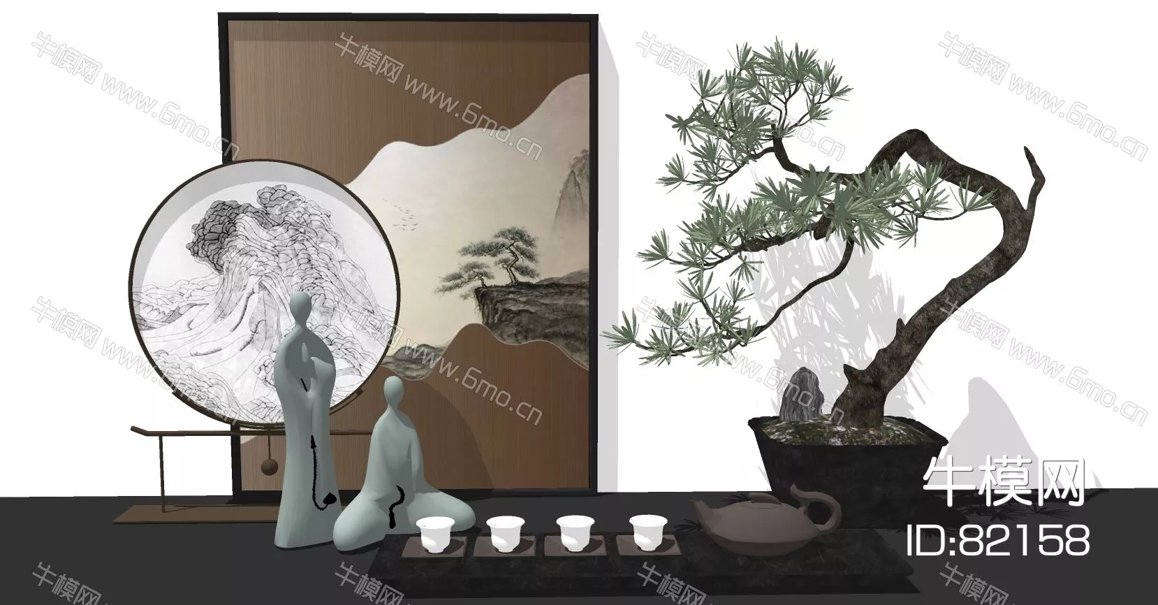 CHINESE TEA SET - SKETCHUP 3D MODEL - ENSCAPE - 82158