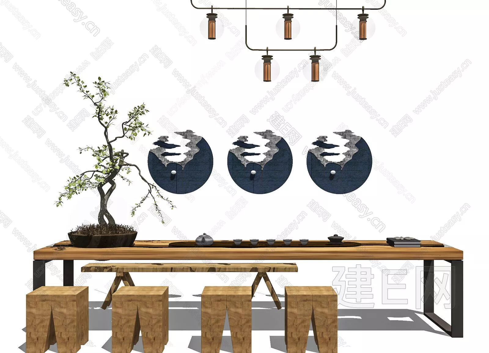 CHINESE TEA TABLE SET - SKETCHUP 3D MODEL - ENSCAPE - 110575753