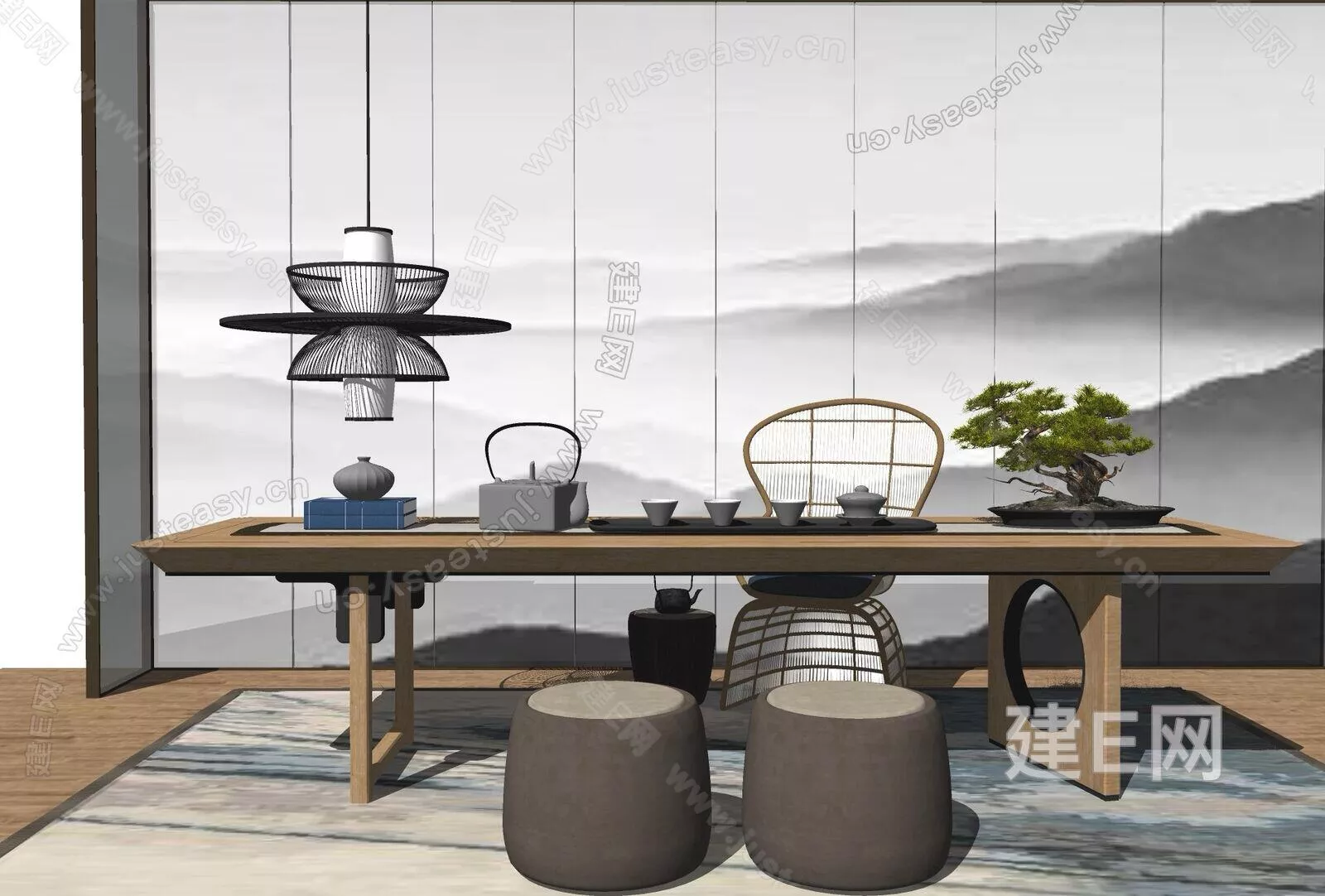 CHINESE TEA TABLE SET - SKETCHUP 3D MODEL - ENSCAPE - 110575860