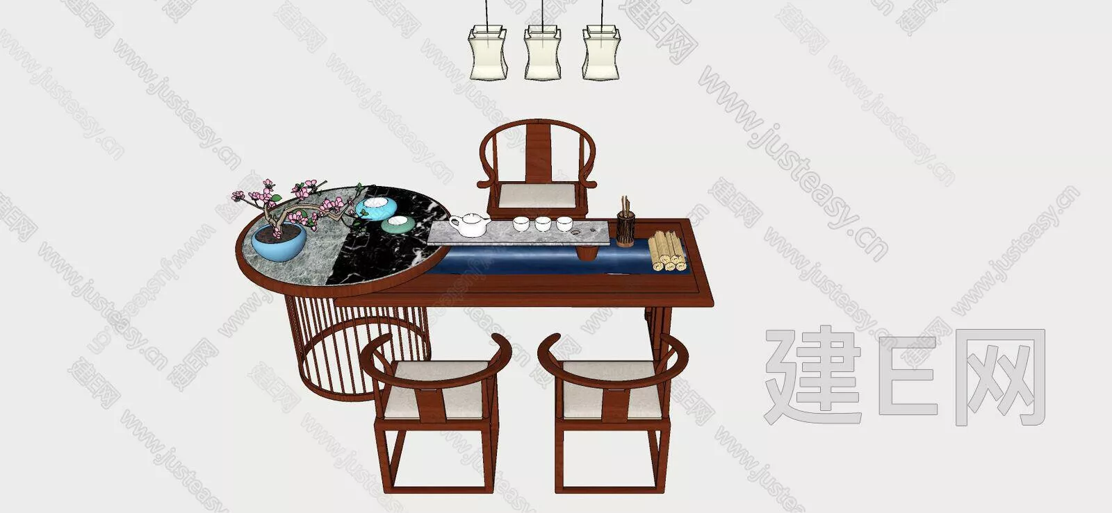 CHINESE TEA TABLE SET - SKETCHUP 3D MODEL - ENSCAPE - 110772731