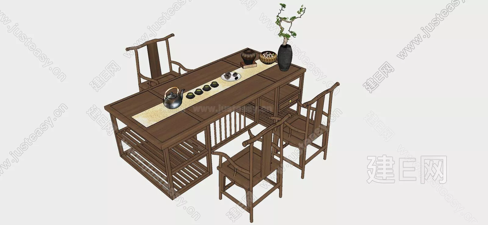 CHINESE TEA TABLE SET - SKETCHUP 3D MODEL - ENSCAPE - 111231413