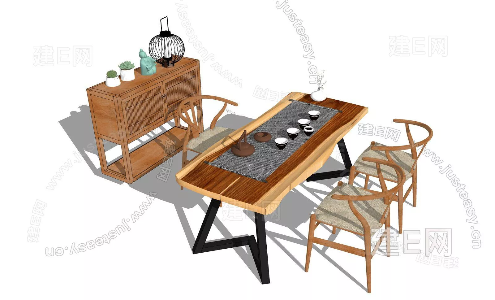 CHINESE TEA TABLE SET - SKETCHUP 3D MODEL - ENSCAPE - 112083342