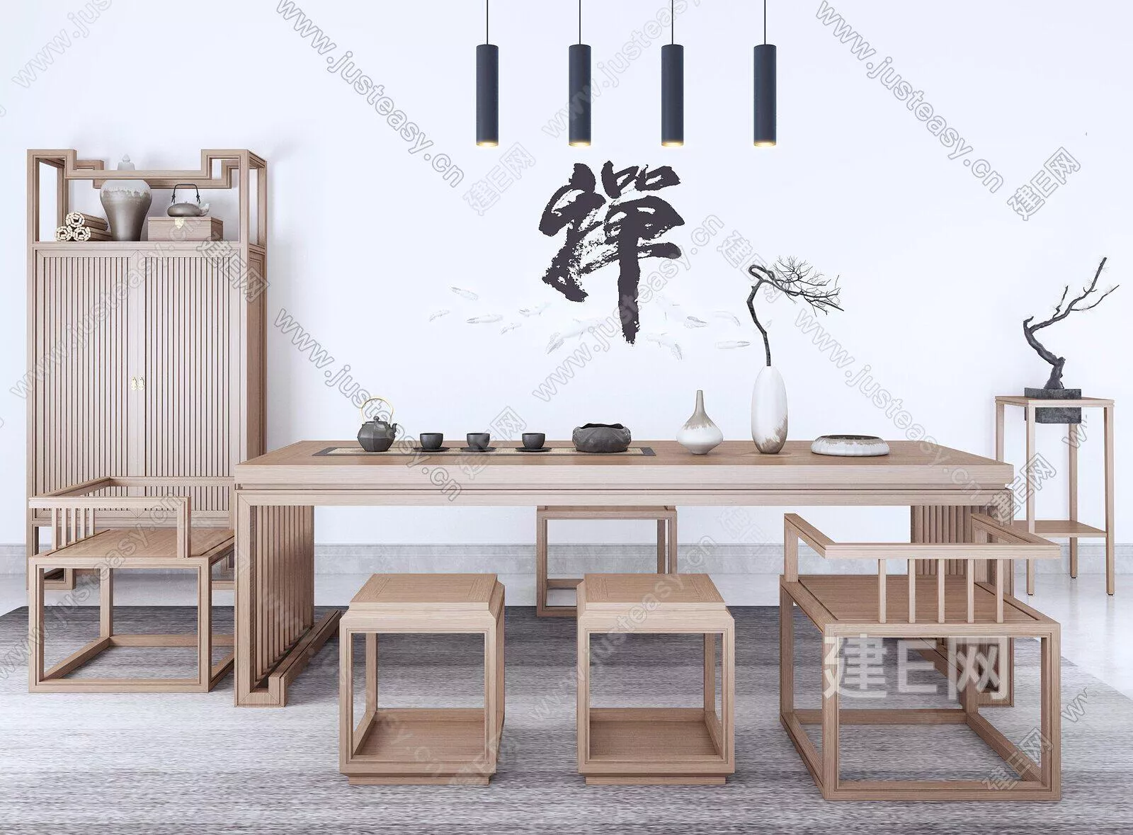 CHINESE TEA TABLE SET - SKETCHUP 3D MODEL - ENSCAPE - 112414137