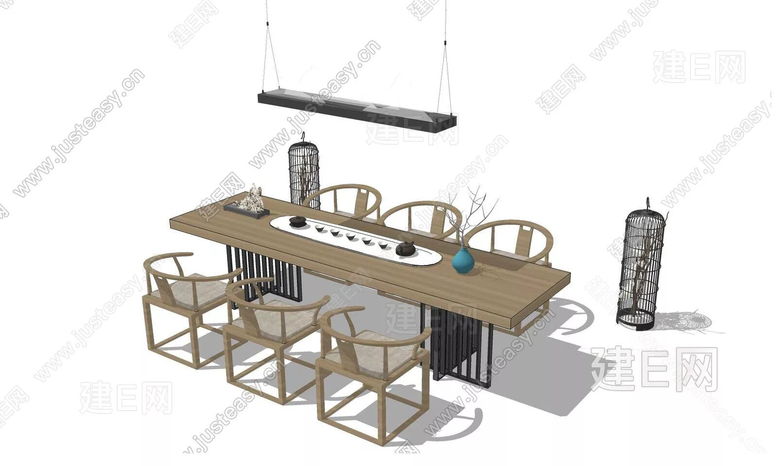 CHINESE TEA TABLE SET - SKETCHUP 3D MODEL - ENSCAPE - 112542004