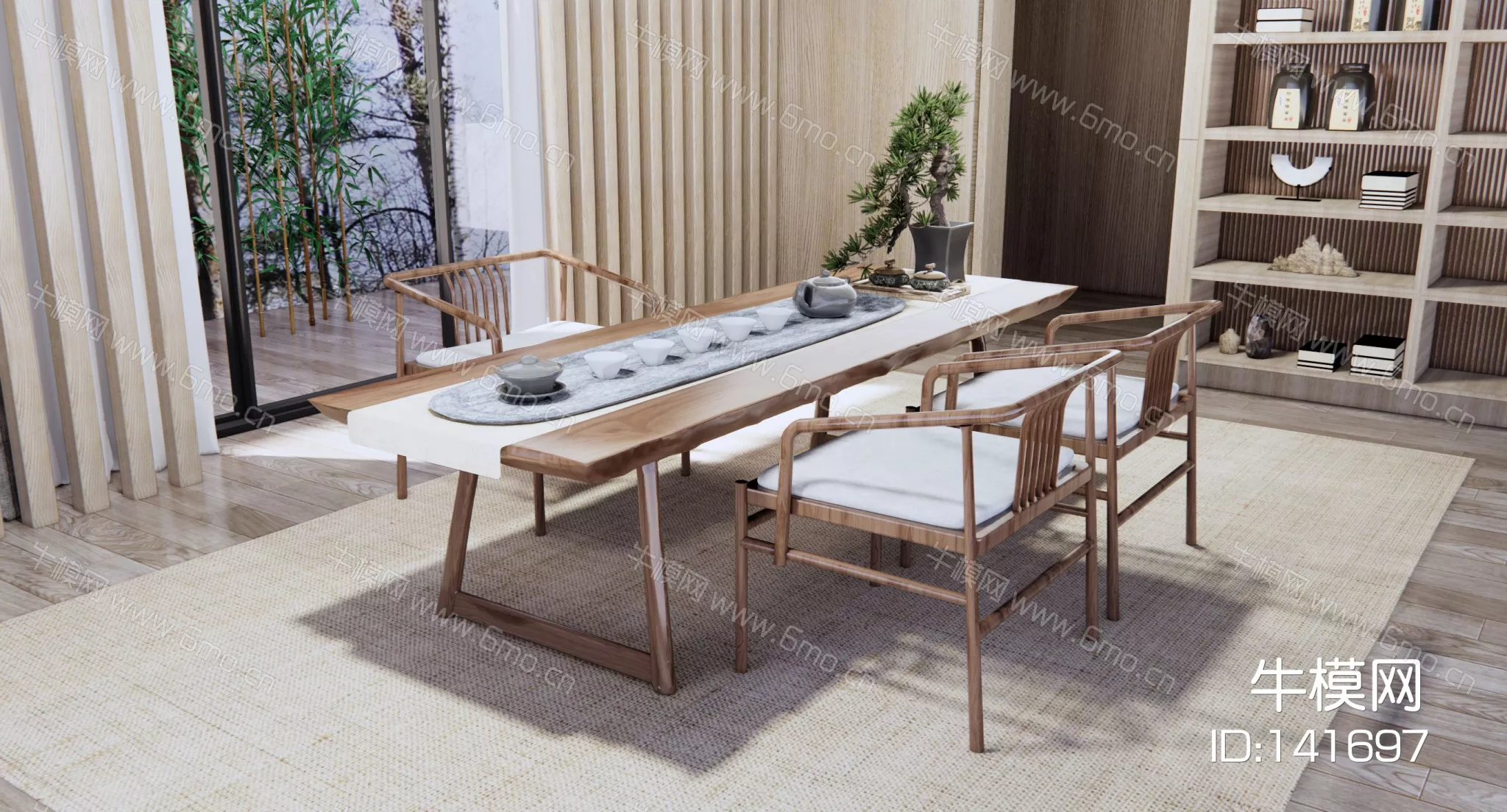 CHINESE TEA TABLE SET - SKETCHUP 3D MODEL - ENSCAPE - 141697