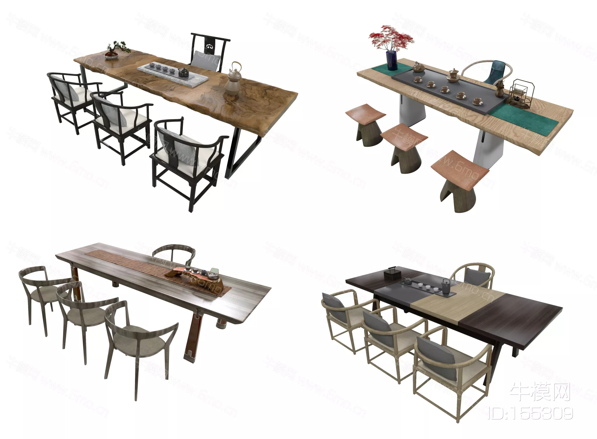 CHINESE TEA TABLE SET - SKETCHUP 3D MODEL - ENSCAPE - 155309