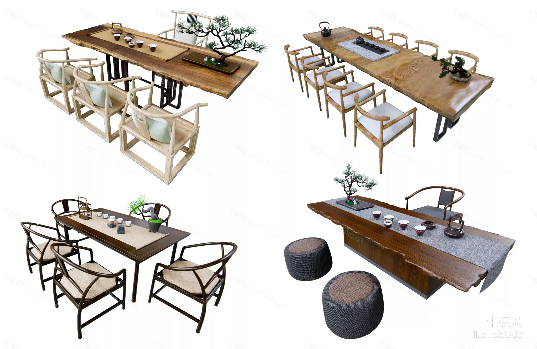 CHINESE TEA TABLE SET - SKETCHUP 3D MODEL - ENSCAPE - 155386