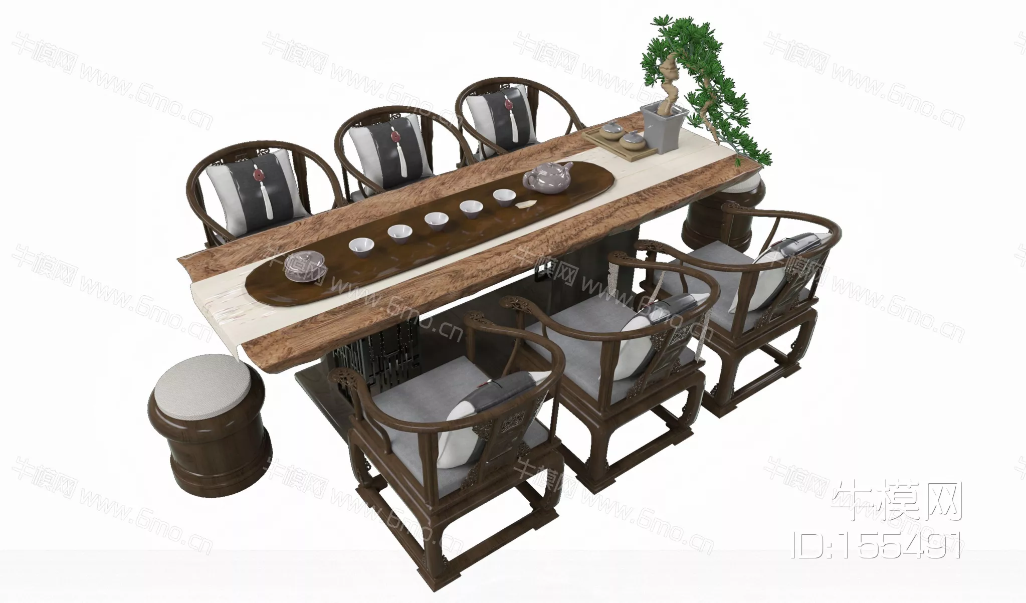 CHINESE TEA TABLE SET - SKETCHUP 3D MODEL - ENSCAPE - 155491