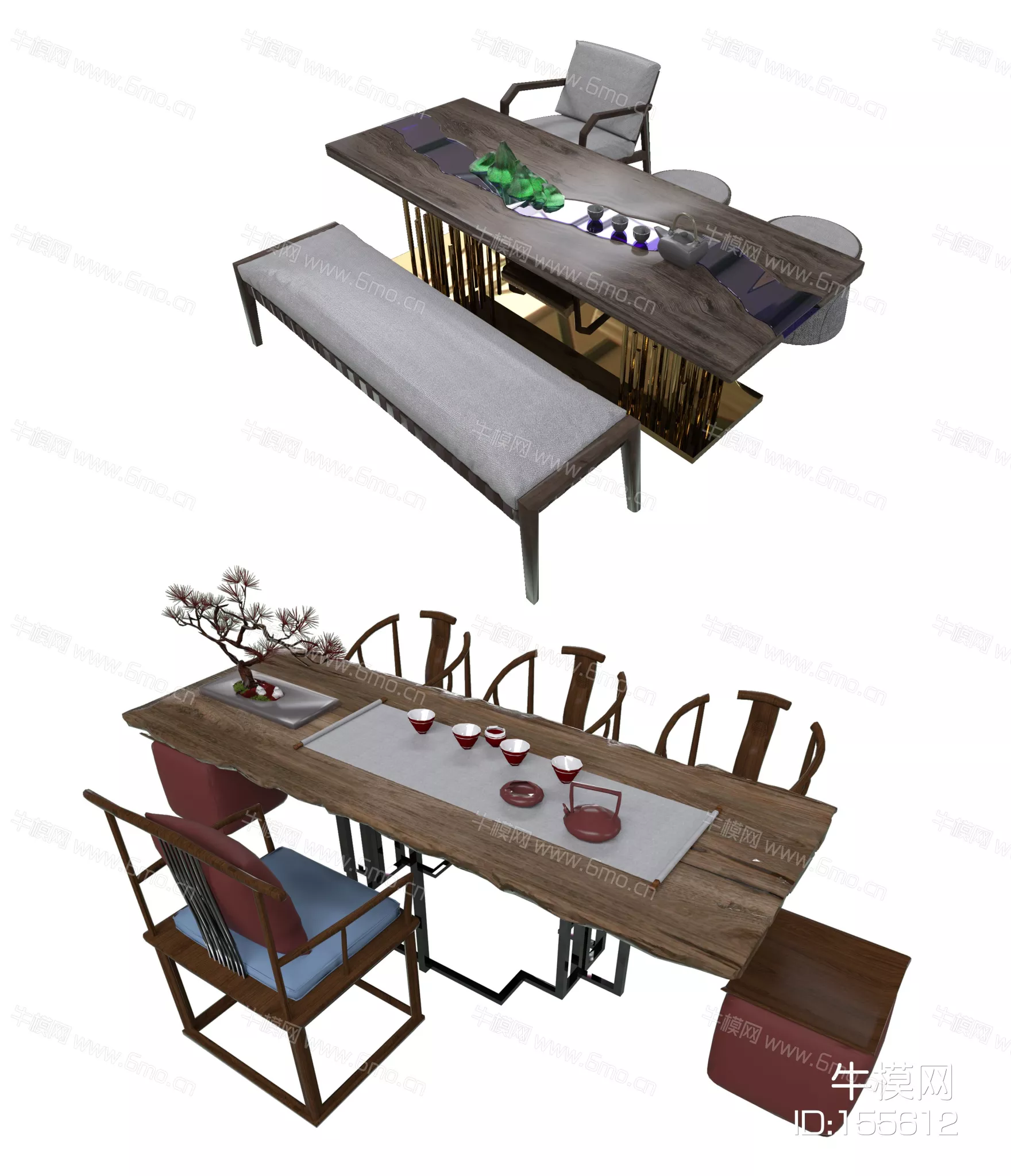 CHINESE TEA TABLE SET - SKETCHUP 3D MODEL - ENSCAPE - 155612