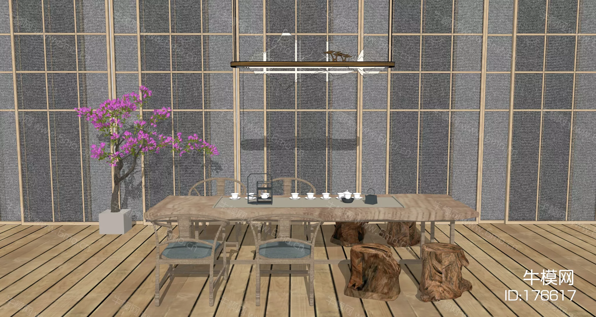 CHINESE TEA TABLE SET - SKETCHUP 3D MODEL - ENSCAPE - 176617