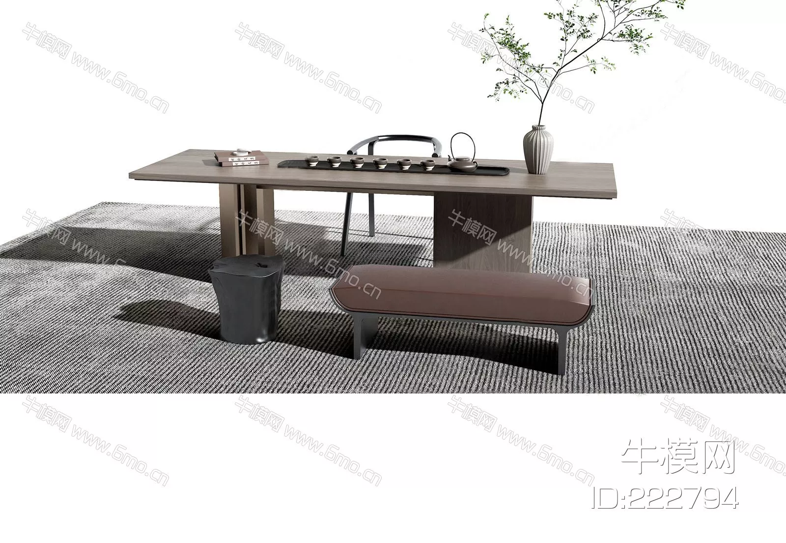 CHINESE TEA TABLE SET - SKETCHUP 3D MODEL - ENSCAPE - 222794