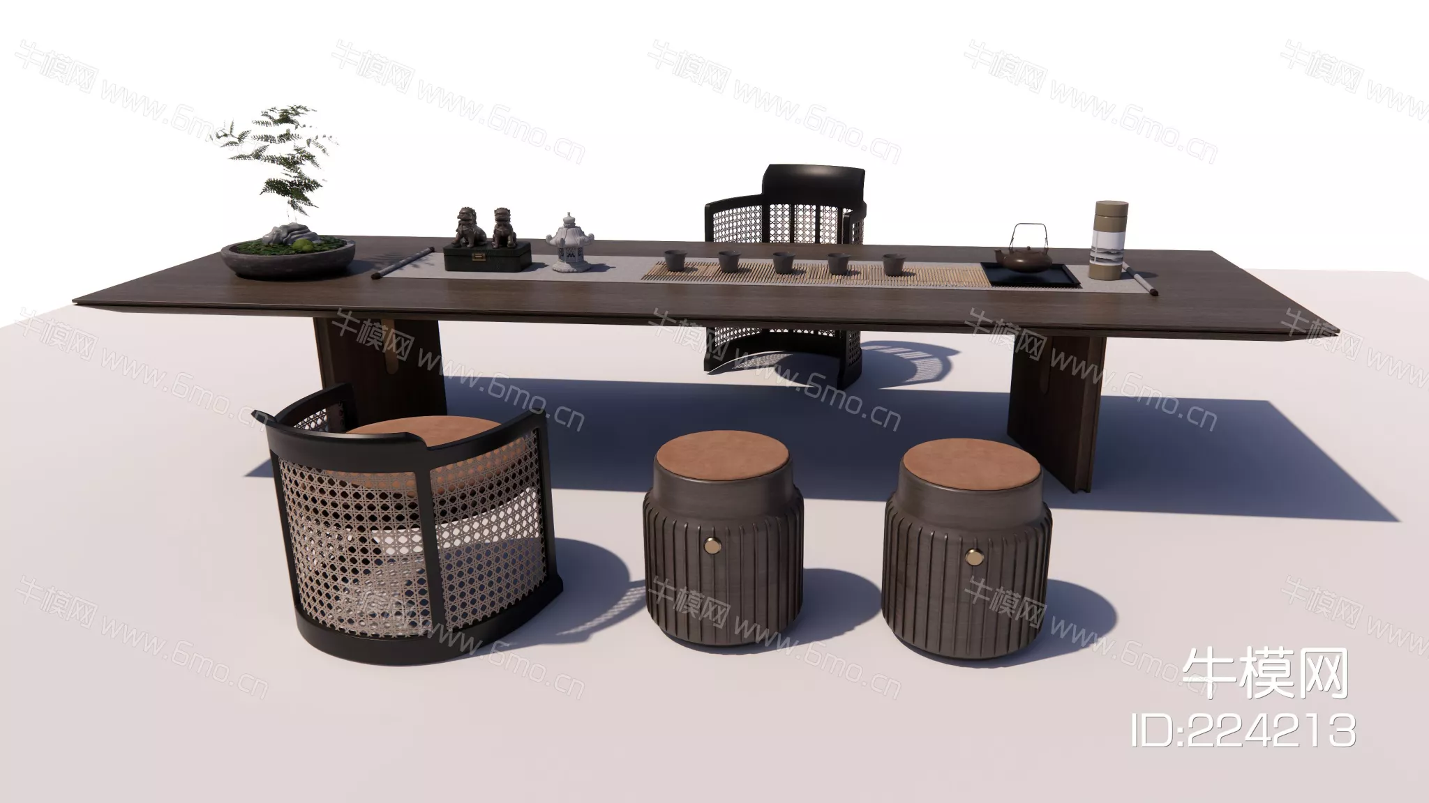 CHINESE TEA TABLE SET - SKETCHUP 3D MODEL - ENSCAPE - 224213